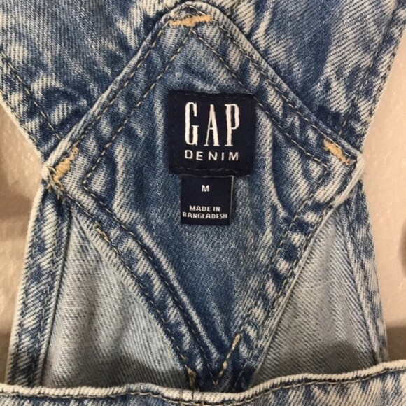 GAP Distressed Denim Shortalls with Washwell overalls size medium - Picture 8 of 13